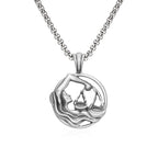 Libra Zodiac Sculpted Tin Scales Pendant Necklace