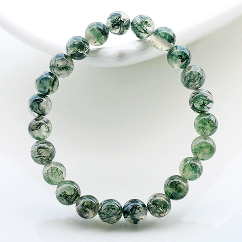 Natural Ice Moss Agate Beaded Bracelet for Women | Calm