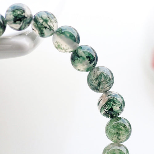 "Serenity & Growth"  Ice Moss Agate Beaded Gemstone Bracelet