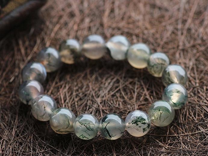 Natural Ice Moss Agate Beaded Bracelet for Women | Calm