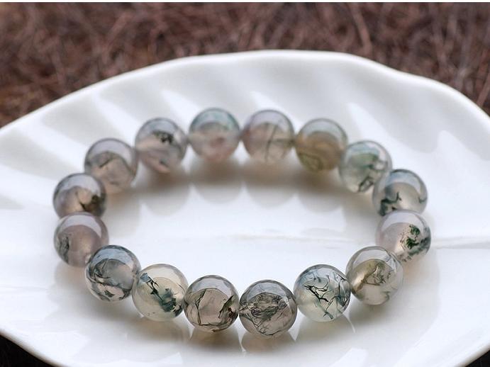 Natural Ice Moss Agate Beaded Bracelet for Women | Calm