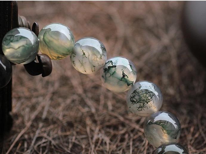 Natural Ice Moss Agate Beaded Bracelet for Women | Calm