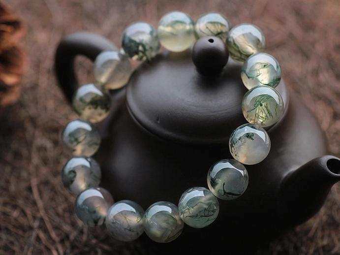 Natural Ice Moss Agate Beaded Bracelet for Women | Calm