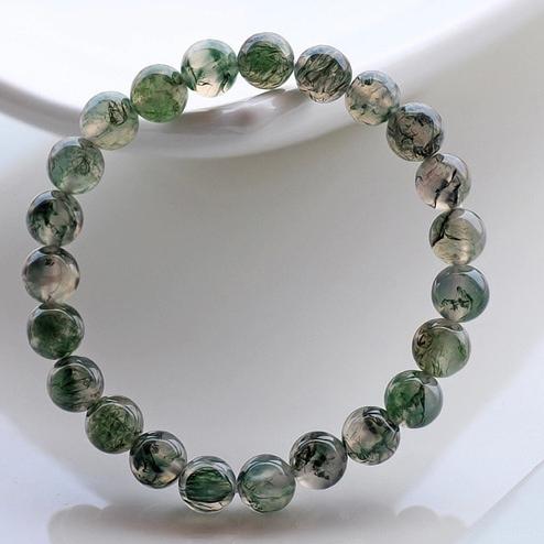 Natural Ice Moss Agate Beaded Bracelet for Women | Calm