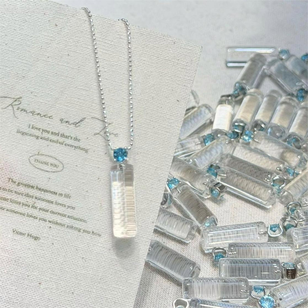 Clarity Natural White Crystal "Drift Bottle" Pendant