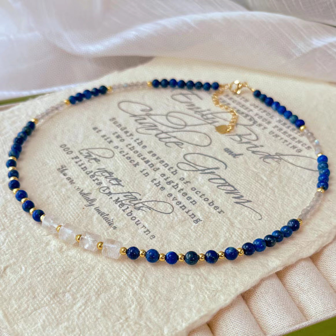 Wisdom Lapis Lazuli White Crystal Collarbone Necklace