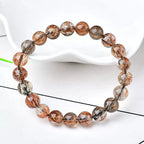 Natural Black Rutilated Quartz Beaded Bracelet | Strength