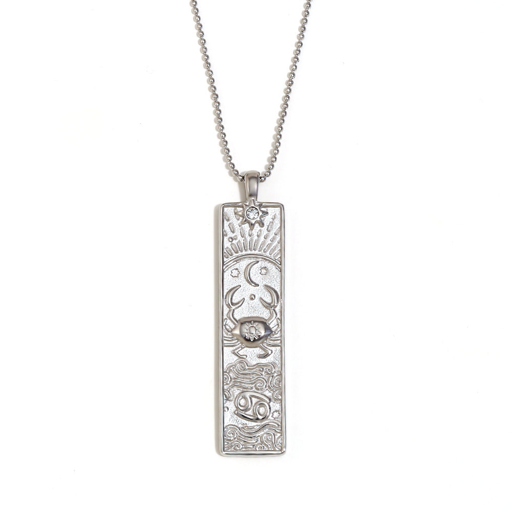 Cancer Zodiac Square Pendant Necklace