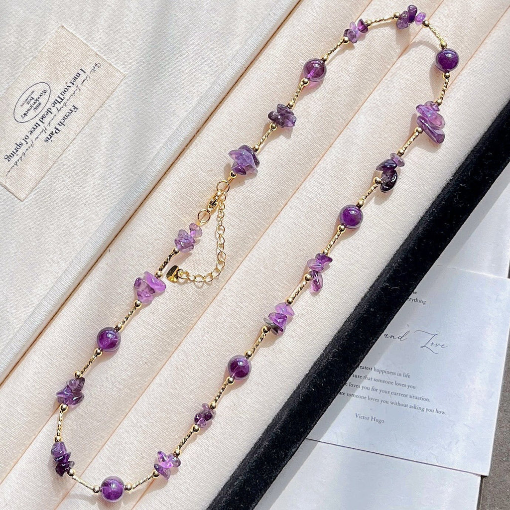 Clam & Intuition Natural Amethyst Collarbone Necklace