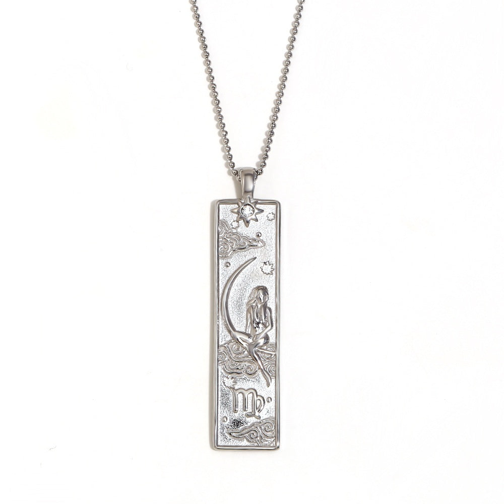 Virgo Zodiac Square Pendant Necklace