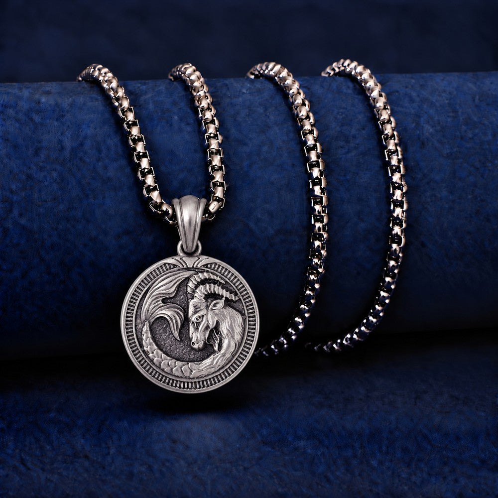 Leo Zodiac Majestic Sculpted Tin Lion Pendant Necklace