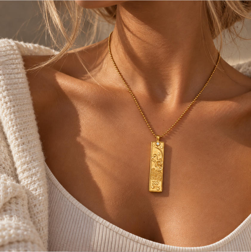 Aquarius Square Pendant Necklace
