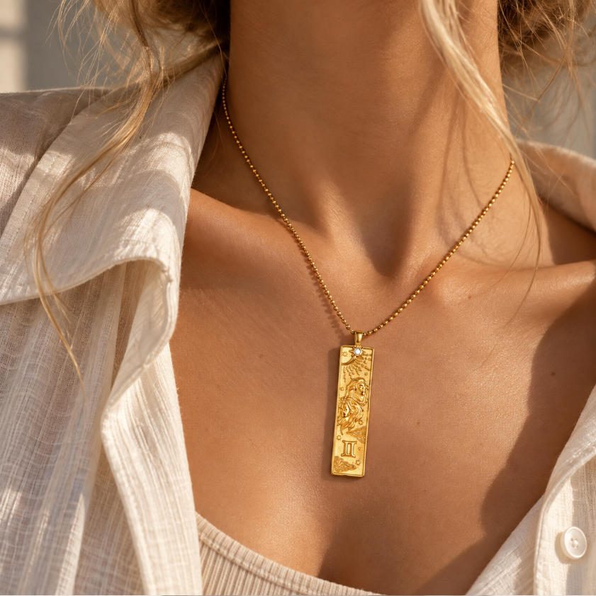 Gemini Square Pendant Necklace