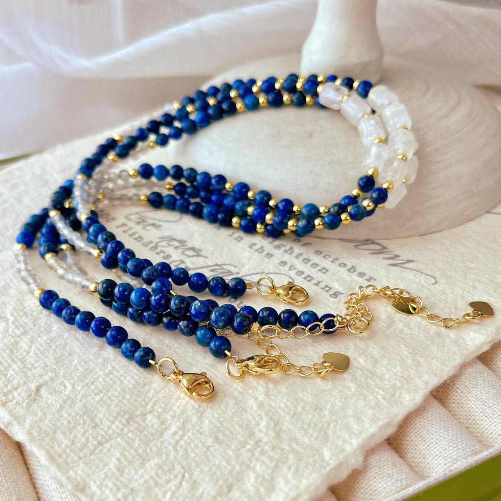 Wisdom Lapis Lazuli White Crystal Collarbone Necklace