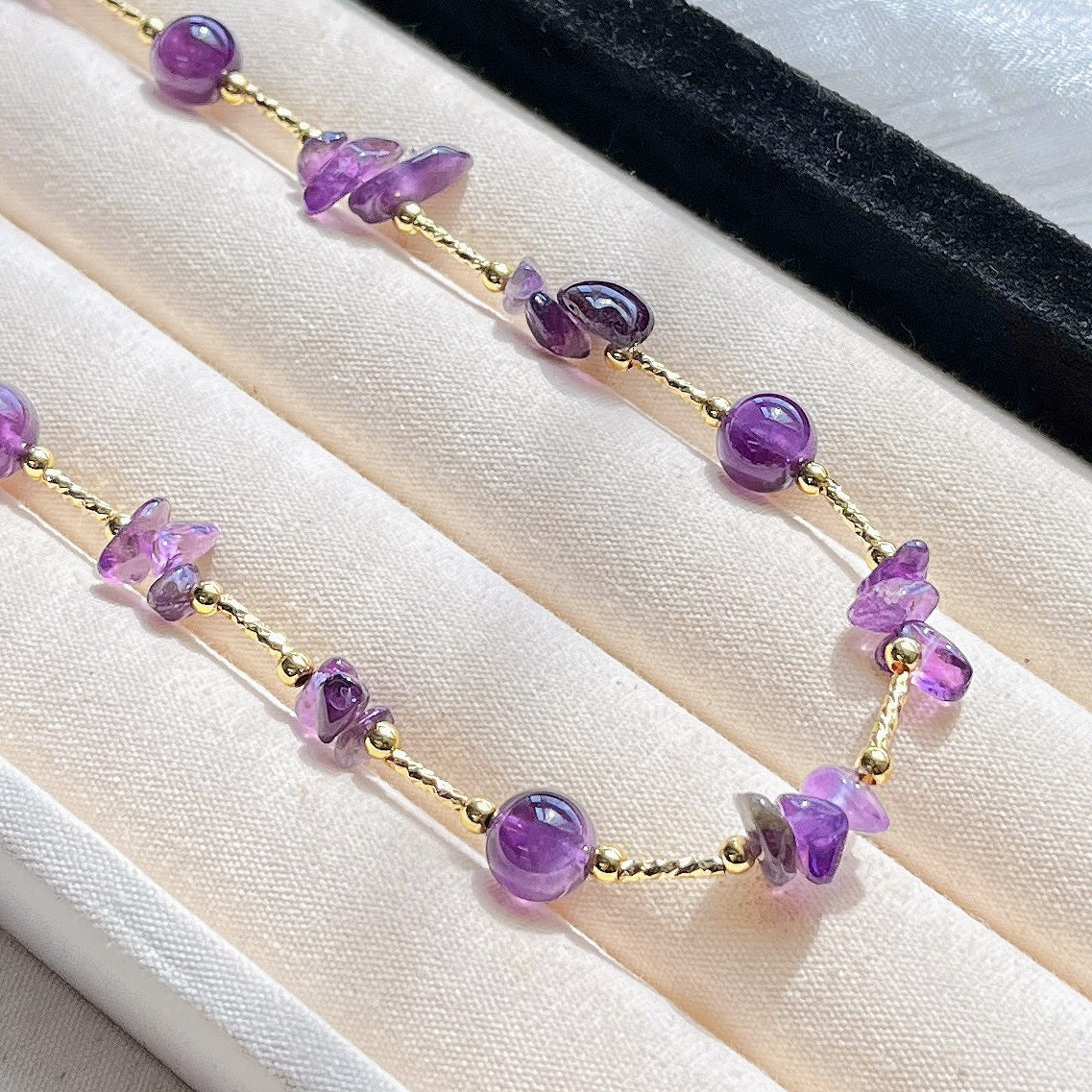 Clam & Intuition Natural Amethyst Collarbone Necklace