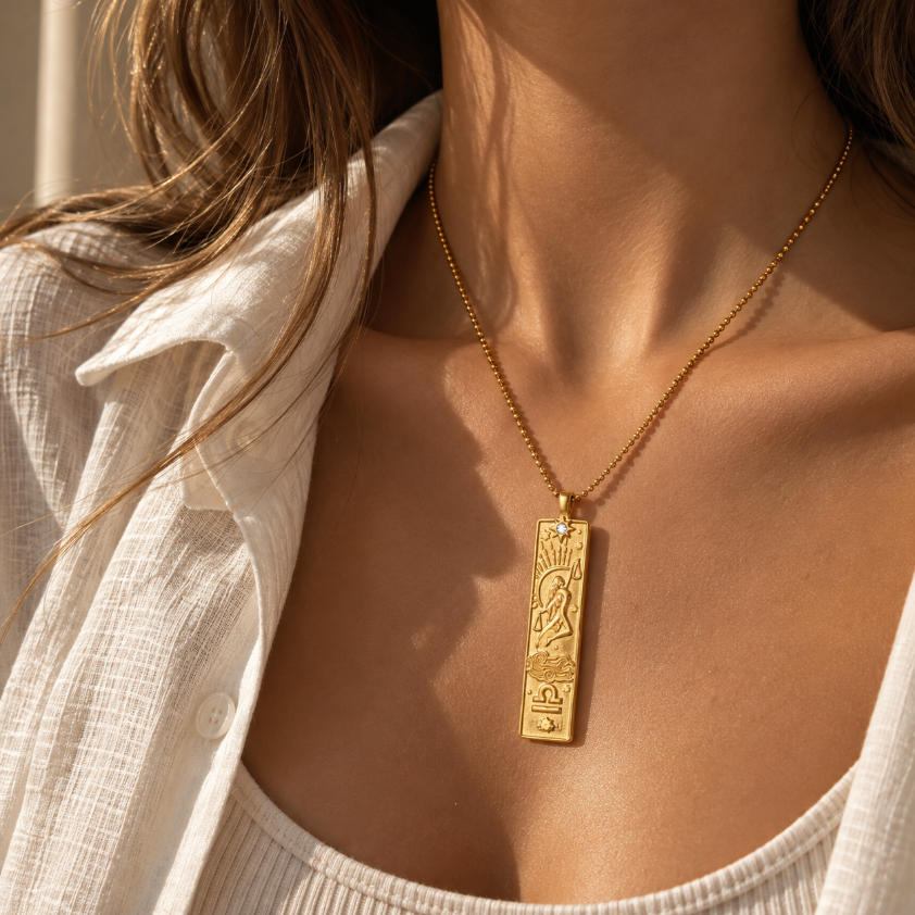 Libra Square Pendant Necklace