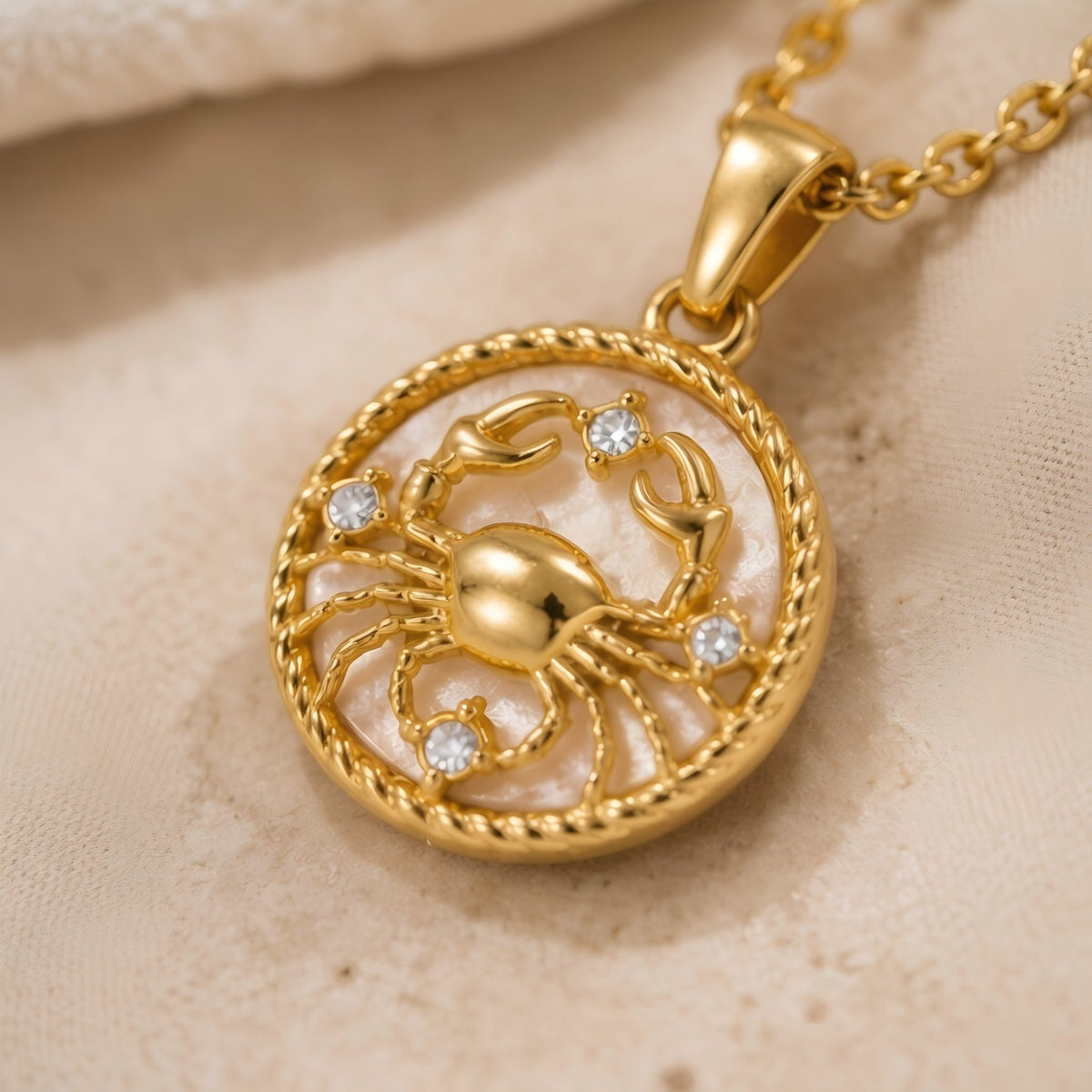 Cancer Zodiac Sign Fashion Titanium Steel Coin Necklace
