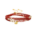 "Peace & Good Fortune" Nanhong Agate 3-Wrap Bracelet for Women