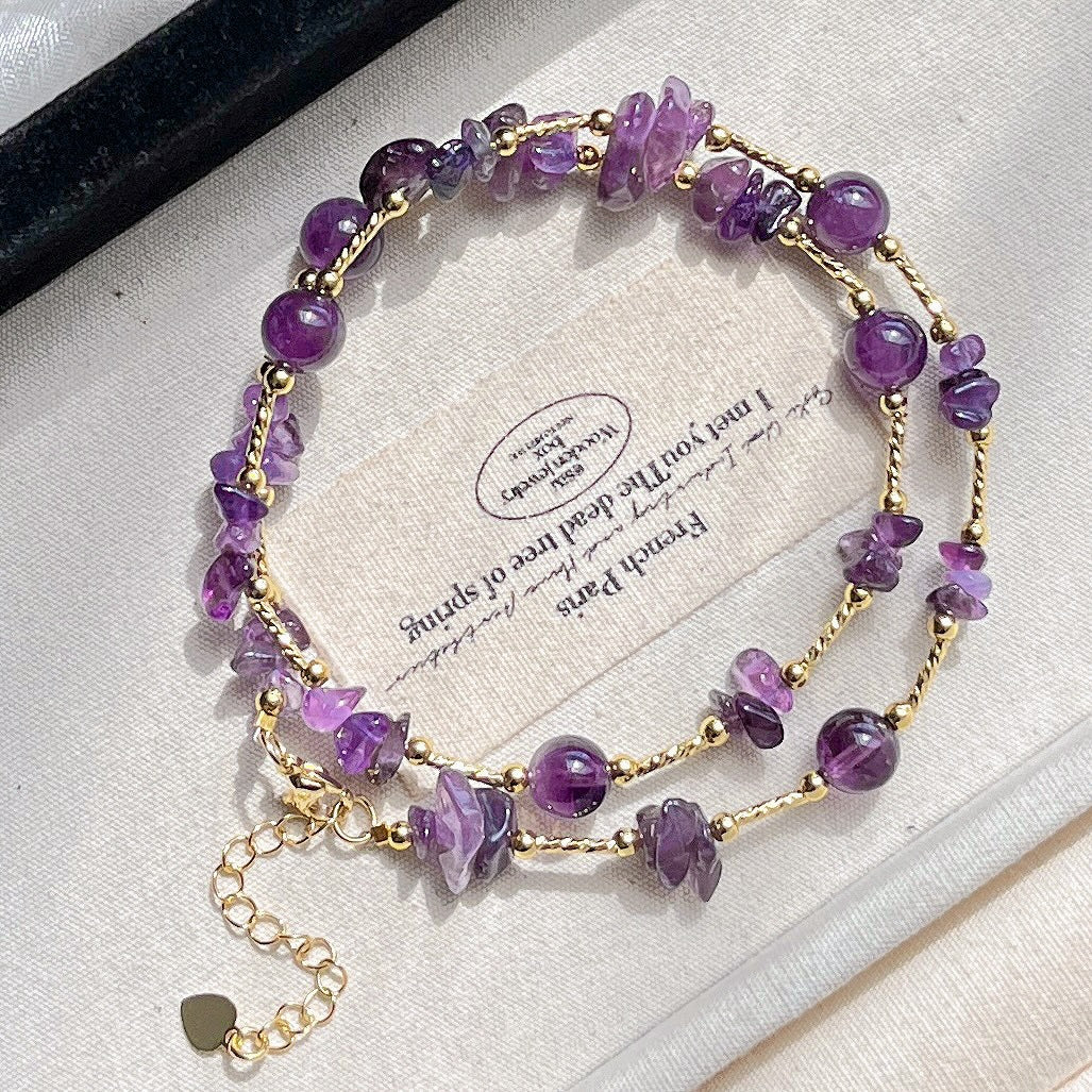 Clam & Intuition Natural Amethyst Collarbone Necklace