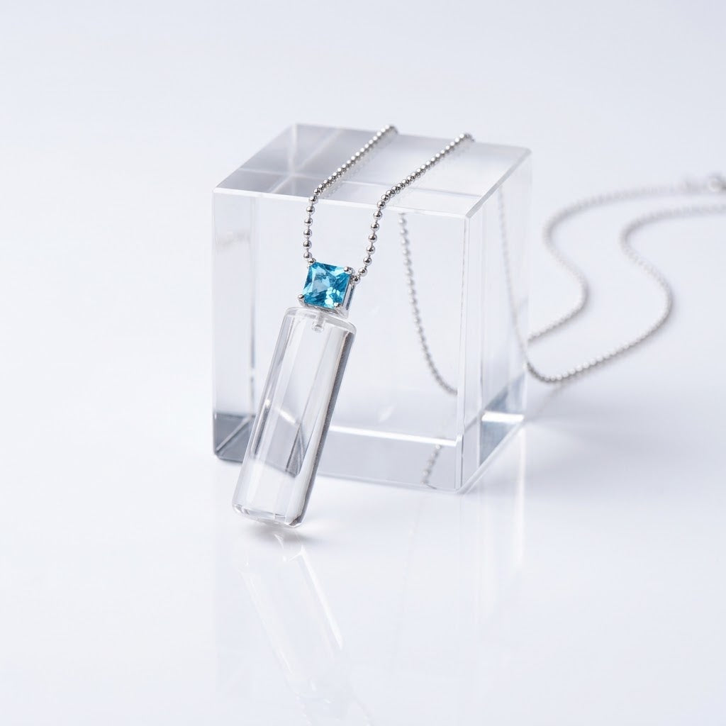 Clarity Natural White Crystal "Drift Bottle" Pendant