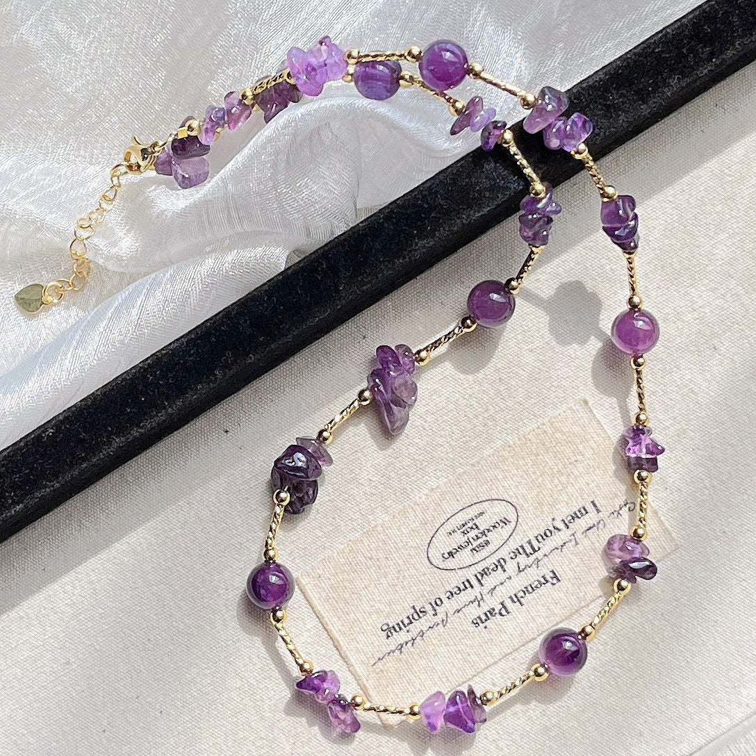 Clam & Intuition Natural Amethyst Collarbone Necklace