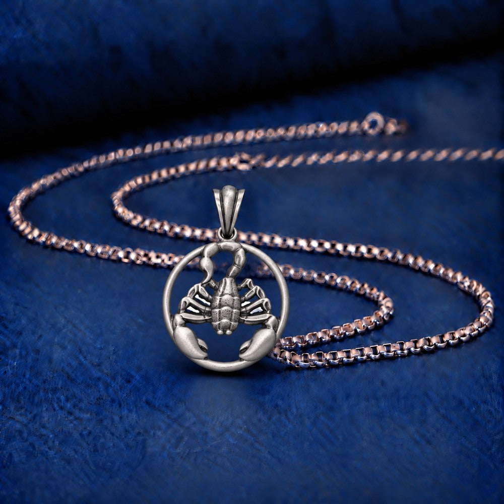 Scorpio Zodiac Bold Sculpted Tin Scorpion Pendant Necklace