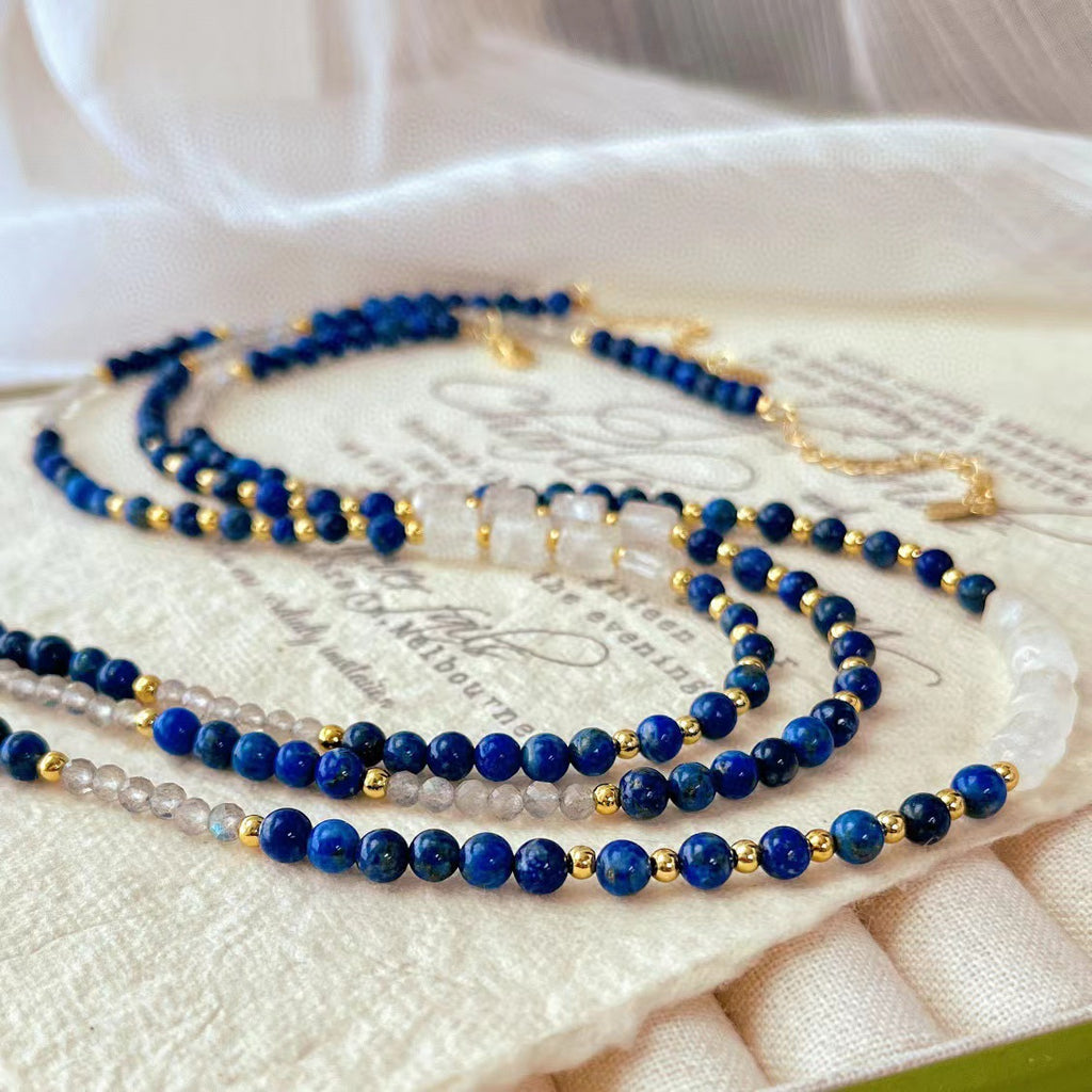 Wisdom Lapis Lazuli White Crystal Collarbone Necklace