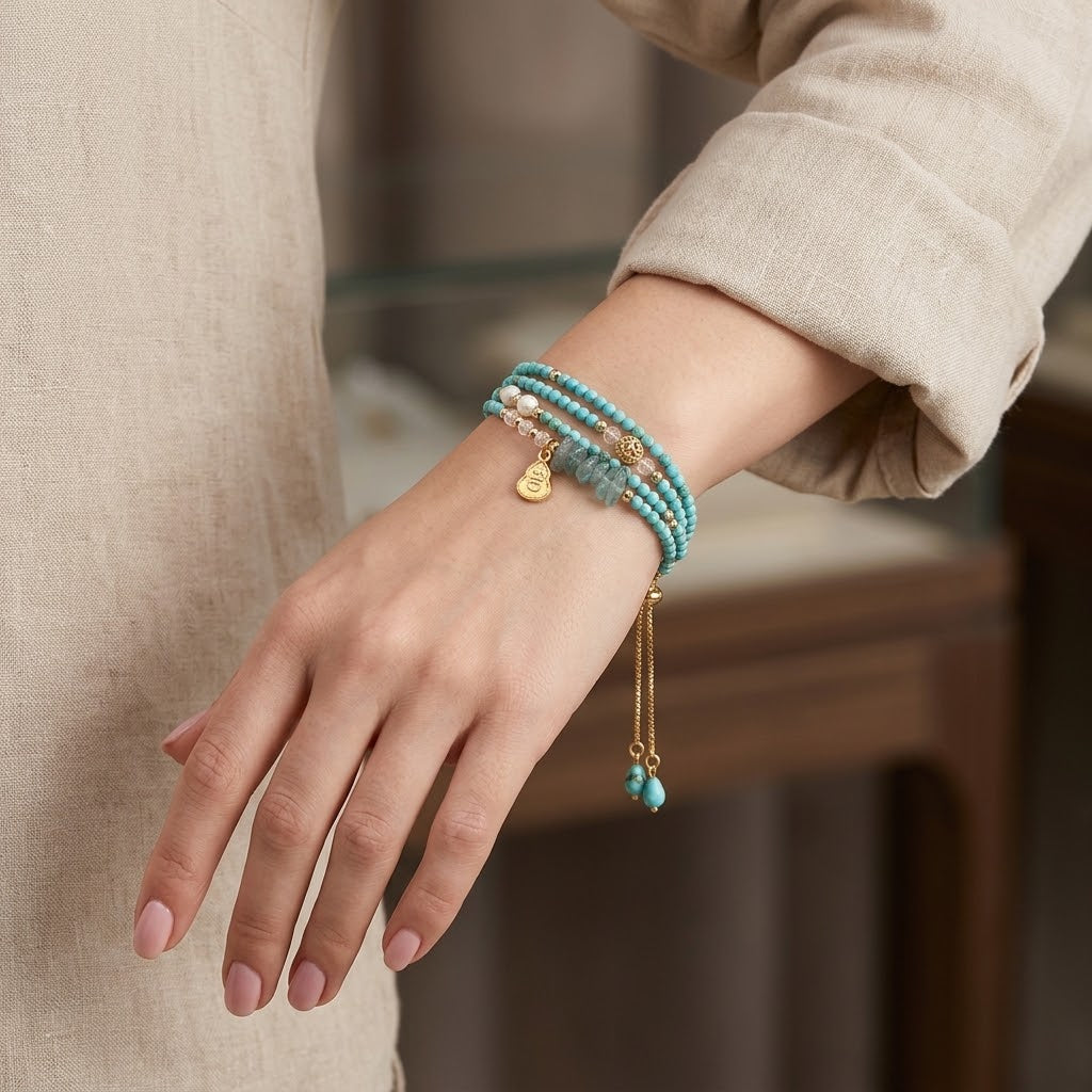 Women Soothing Multi-Strand Turquoise Beaded Bracelet