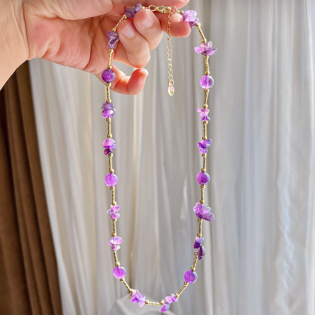 Clam & Intuition Natural Amethyst Collarbone Necklace