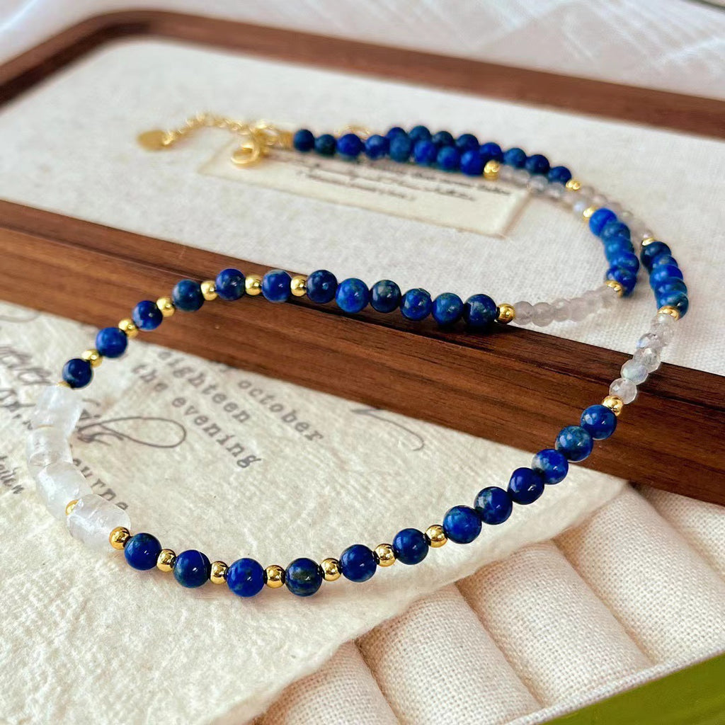 Wisdom Lapis Lazuli White Crystal Collarbone Necklace