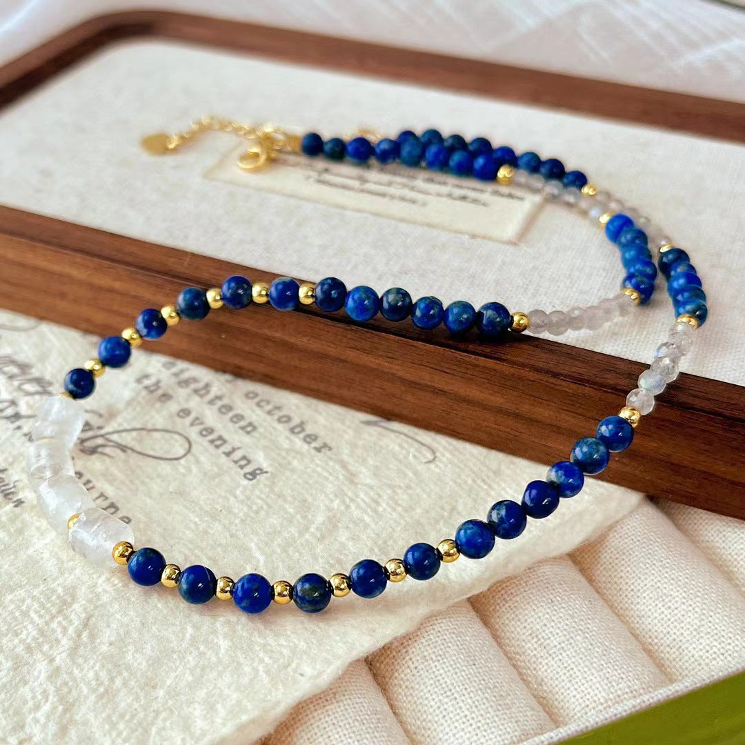 Wisdom Lapis Lazuli White Crystal Collarbone Necklace