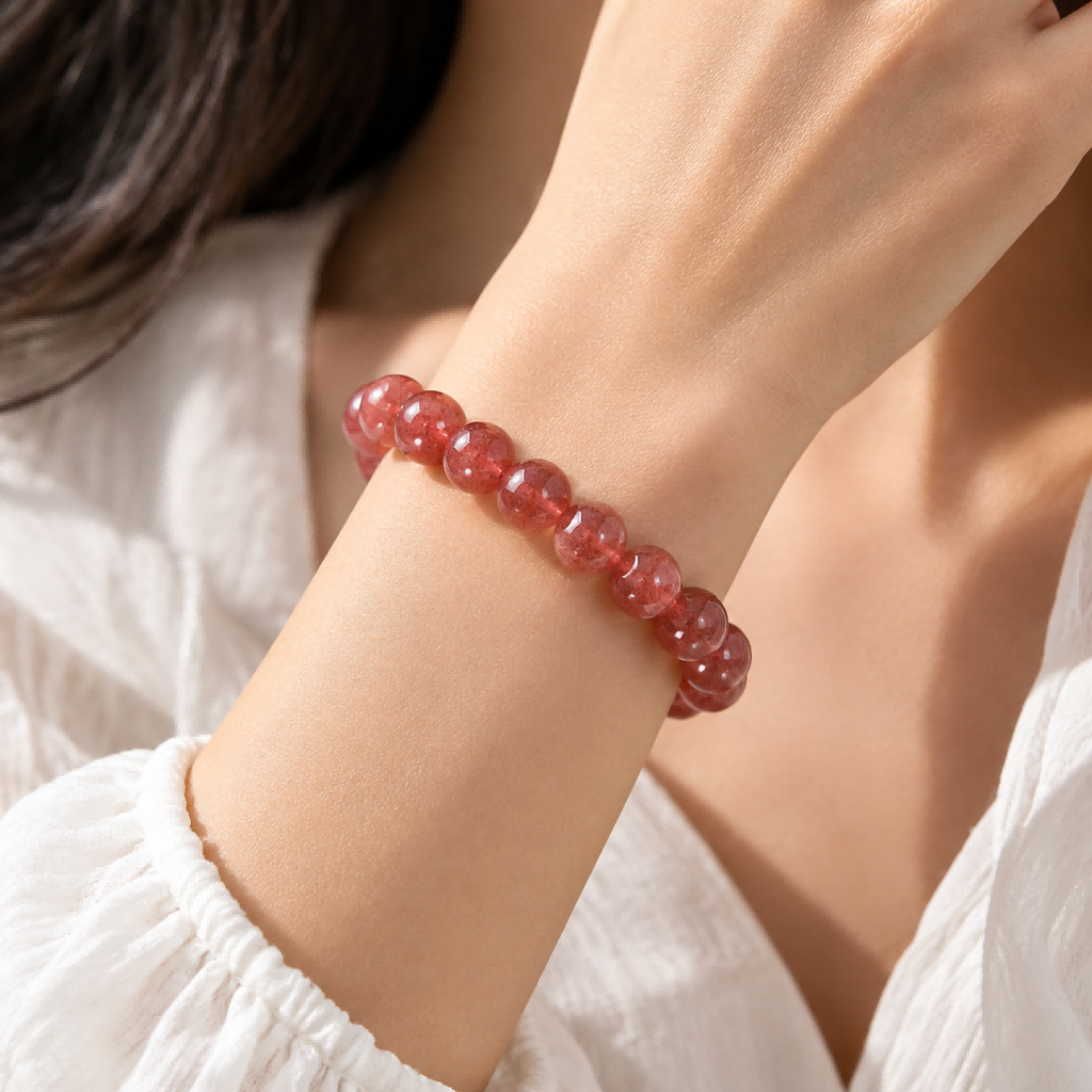 Strawberry Quartz Bracelet | Natural Crystal Jewelry