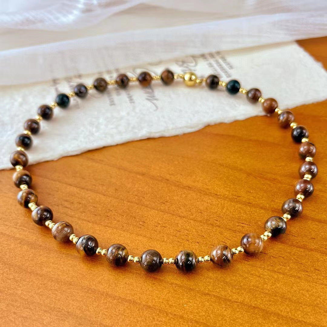 Natural Tiger's Eye Collar Necklace | Courage & Confidence