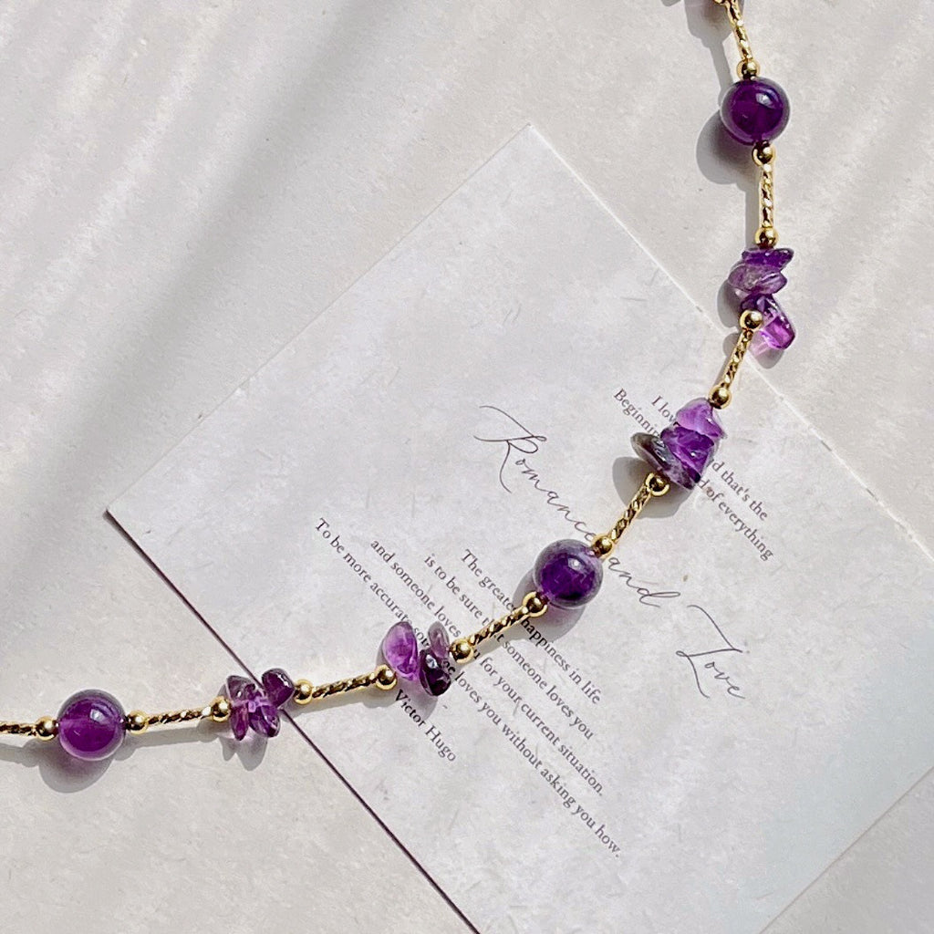 Clam & Intuition Natural Amethyst Collarbone Necklace