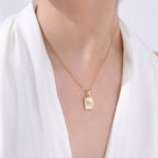 Virgo Mother of Pearl Necklace | Zodiac Square Pendant
