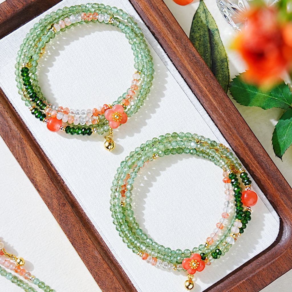 Green Apatite Layered Wrap Bracelet | Gemini Zodiac Crystal