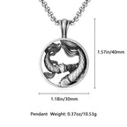 Pisces Zodiac Sculpted Tin Twin Fish Pendant Necklace