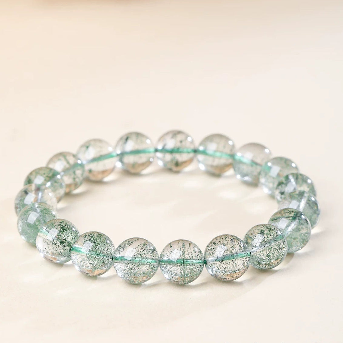 Natural Green Phantom Quartz Beaded Bracelet for Her | Calm