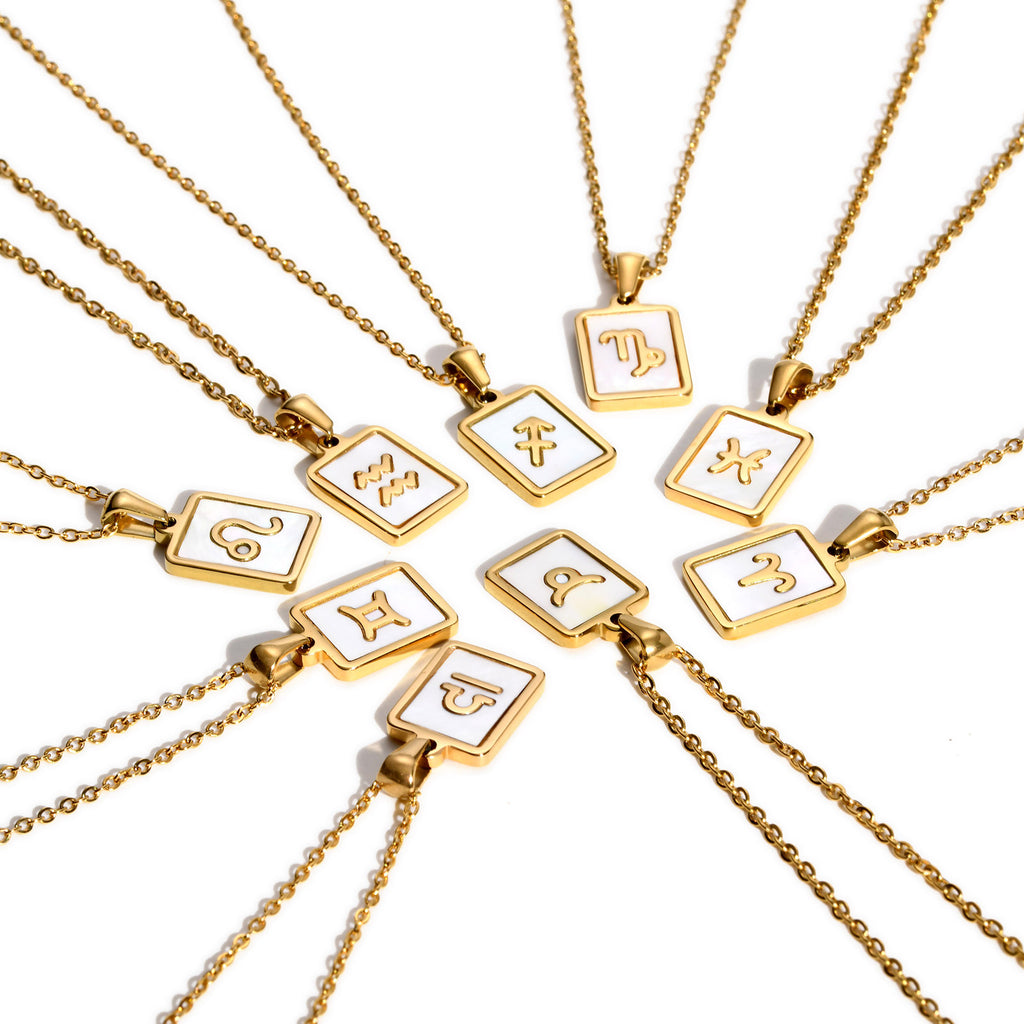 Scorpio Mother of Pearl Necklace | Zodiac Square Pendant