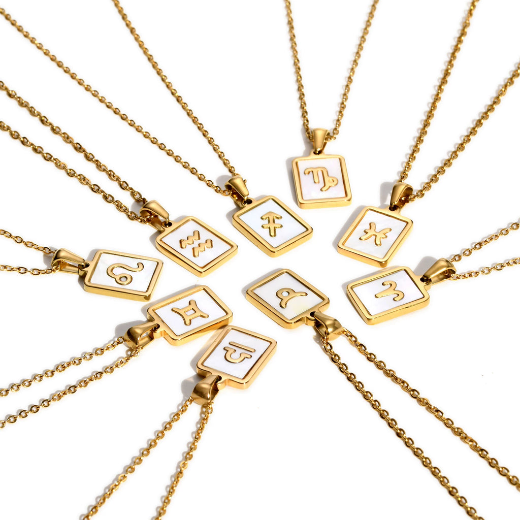 Taurus Mother of Pearl Necklace | Zodiac Square Pendant