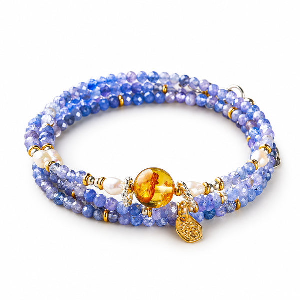 Tanzanite Layered Wrap Bracelet | Cancer Zodiac Crystal