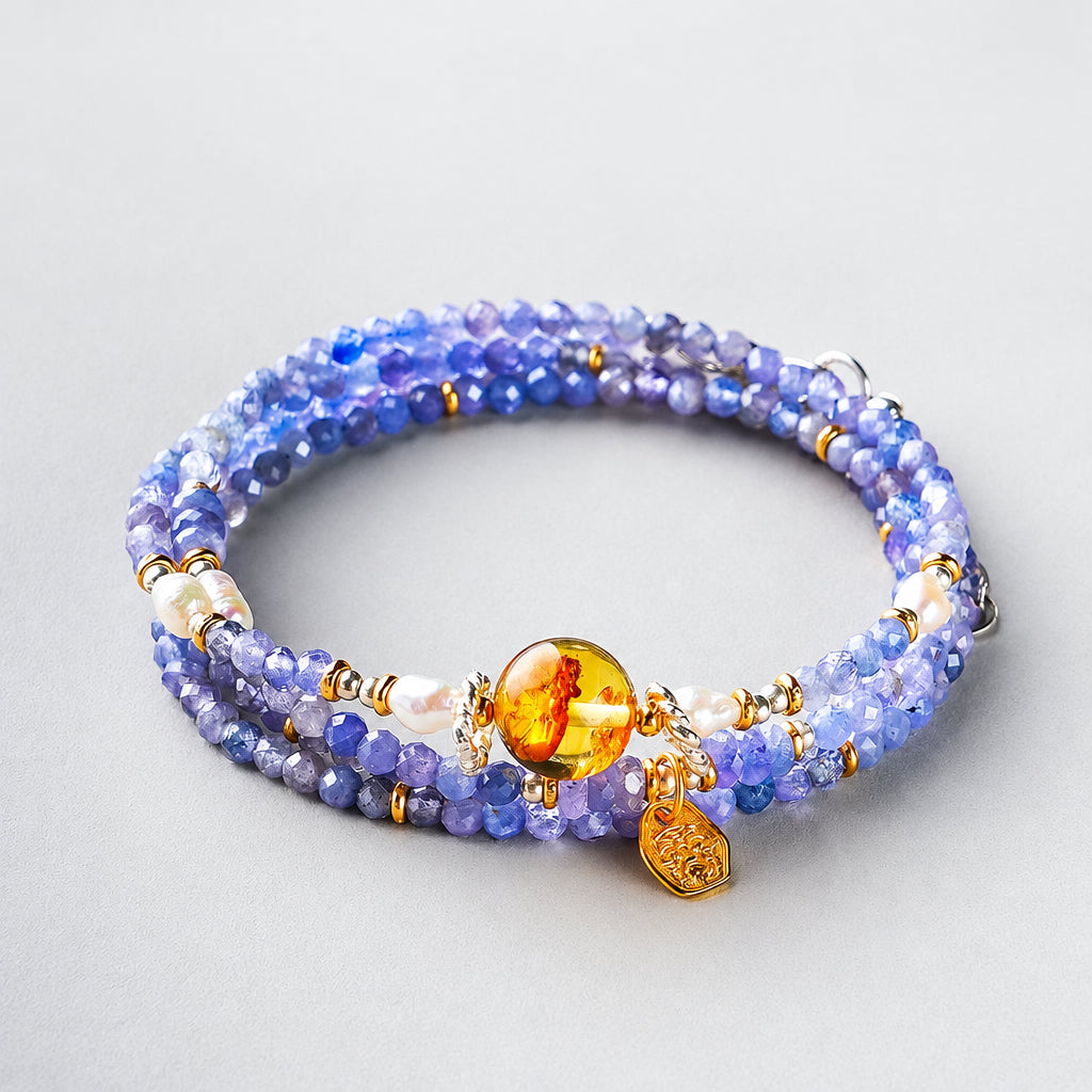 Tanzanite Layered Wrap Bracelet | Cancer Zodiac Crystal