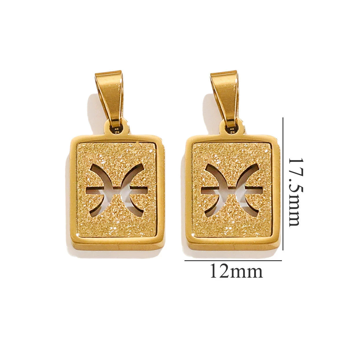 Pisces Zodiac Celestial Square Pendant | Gold-Tone Jewelry