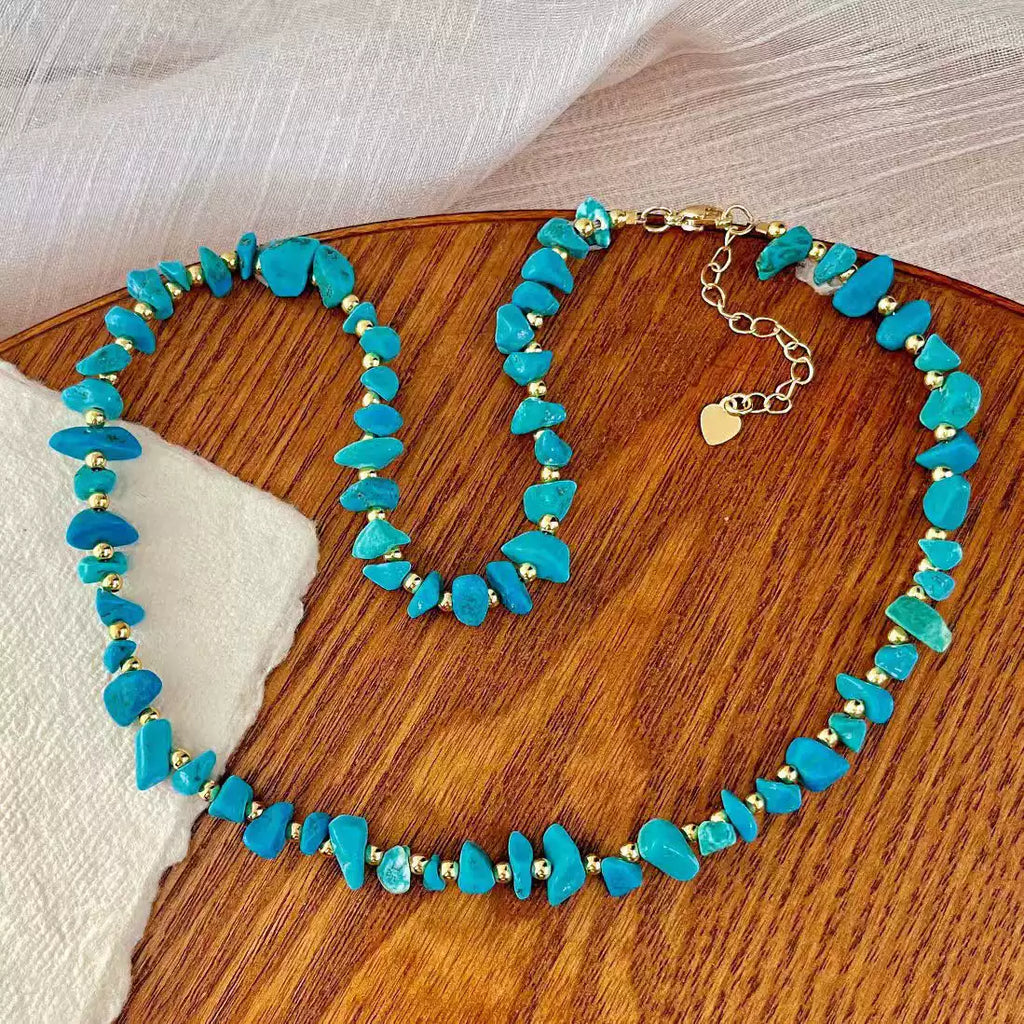 Faux Turquoise Chip Collar Necklace for Women