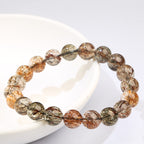 Natural Black Rutilated Quartz Beaded Bracelet | Strength