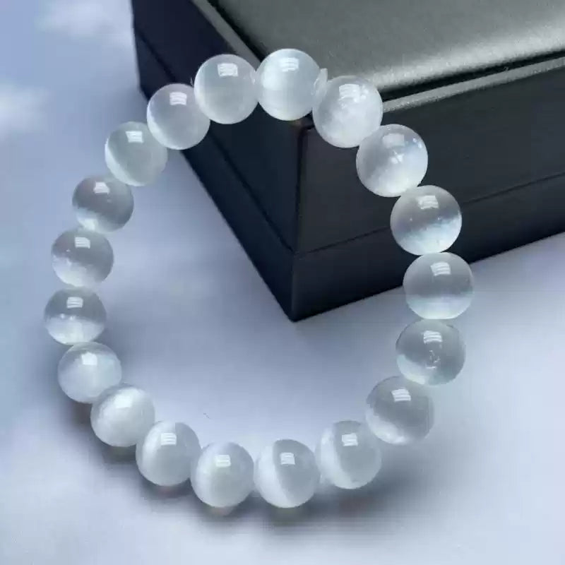 Natural Selenite Beaded Bracelet for Women | Serenity
