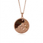 Aries Zodiac Tiger Iron Disc Pendant Necklace 