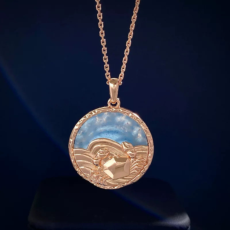 Cancer Zodiac Quartz Disc Pendant Necklace