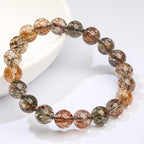 Natural Black Rutilated Quartz Beaded Bracelet | Strength