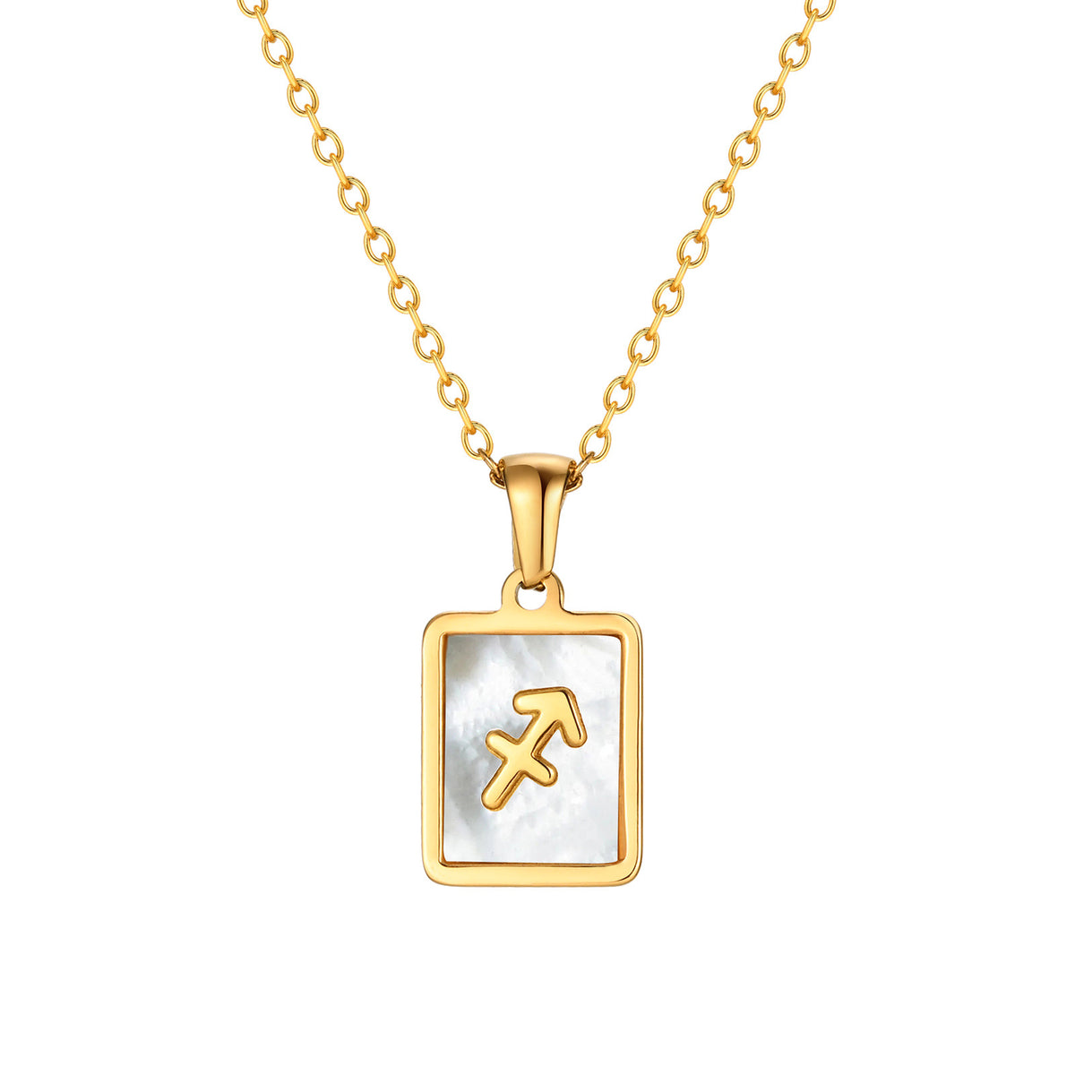 Sagittarius Mother of Pearl Necklace | Zodiac Square Pendant